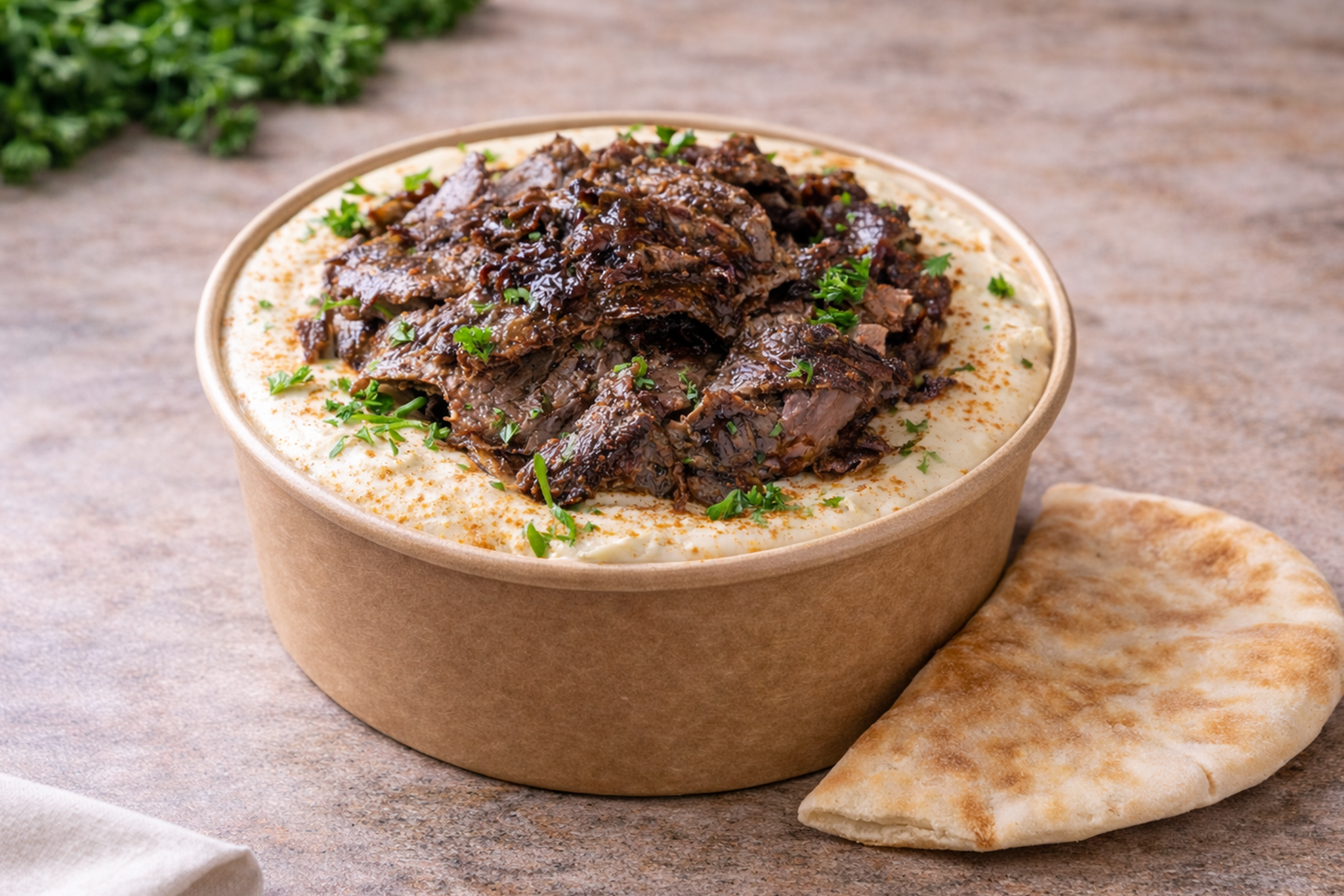 Beef Over Hummus